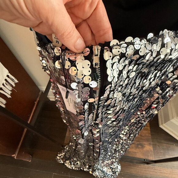 NWT Nasty Gal Silver Sequin Maxi Dress – Cut-Out Detail - Picture 11 of 11